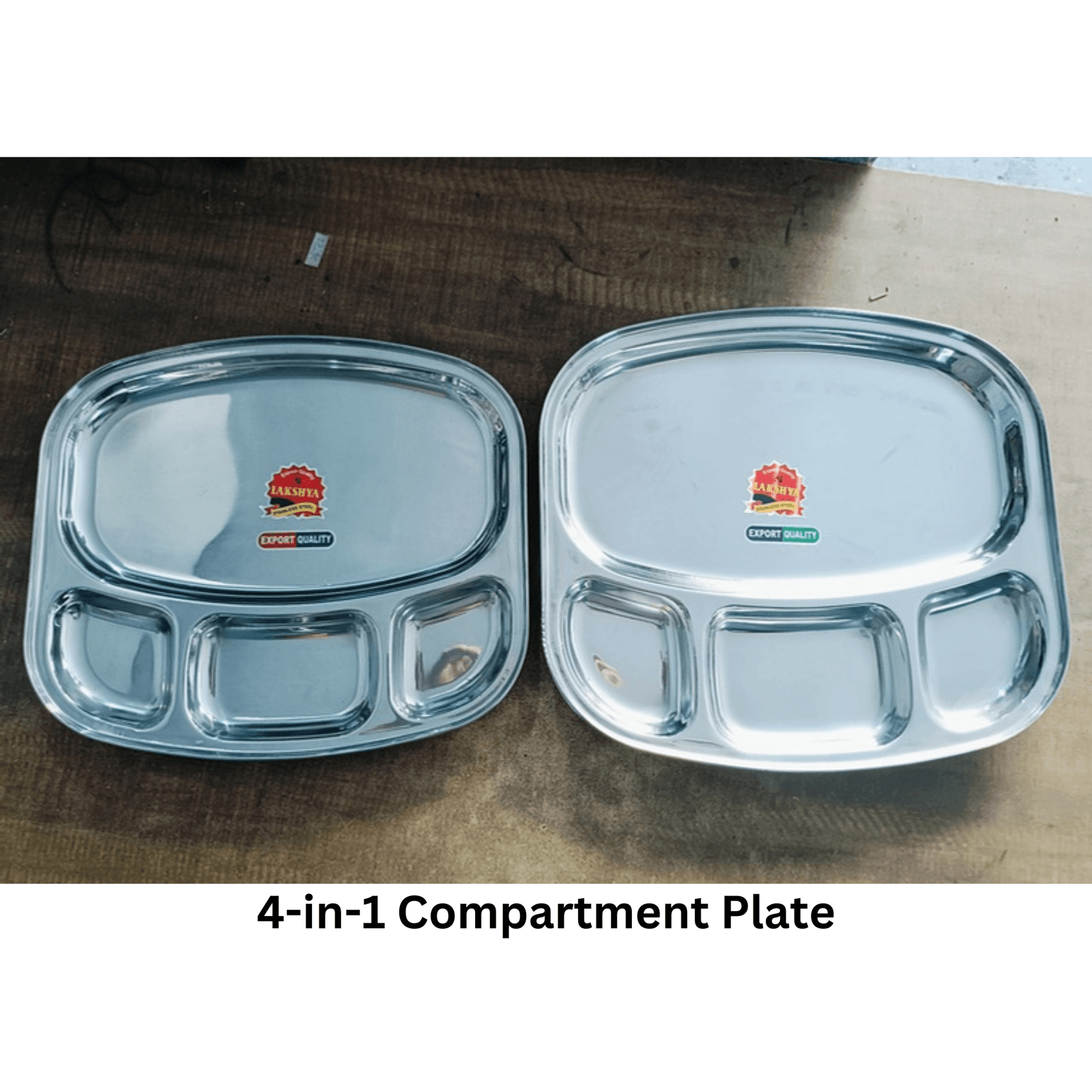 Lakshya 4-in-1 TV Compartment Plate – Premium Stainless Steel 4-in-1 Compartment Plate