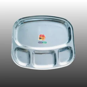 Lakshya 4-in-1 TV Compartment Plate, crafted from premium 24-gauge stainless steel. Available in Small and Big sizes, it’s perfect for organized, hassle-free dining at home or on the go.