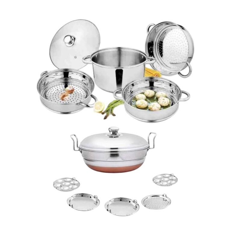 Stainless steel steamers and kadais