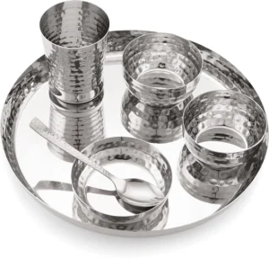 Buy traditional utensil in Navi Mumbai - Lakshya by Anmol Industries 6-pcs-dinner-set-hammerd APPLE