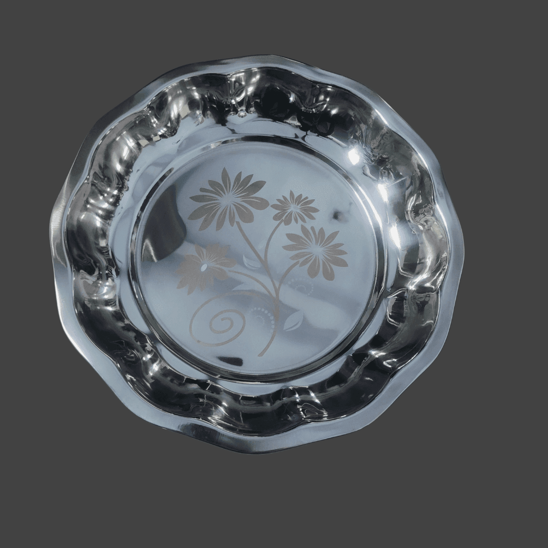 Lakshya Stainless Steel Wedding Parat (Flower Parat) | Mirror Polish & Laser Lakshya Flower Parat – 100% Food-Grade Stainless Steel