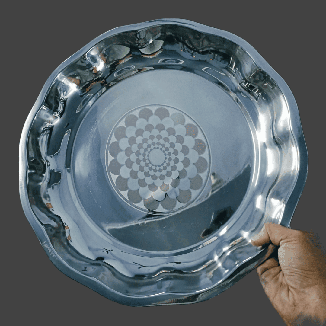 Lakshya Stainless Steel Wedding Parat (Flower Parat) | Mirror Polish & Laser ss flower parat